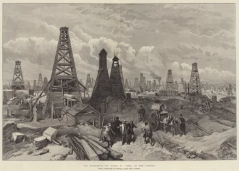 The Petroleum Oil Wells at Baku, on the Caspian